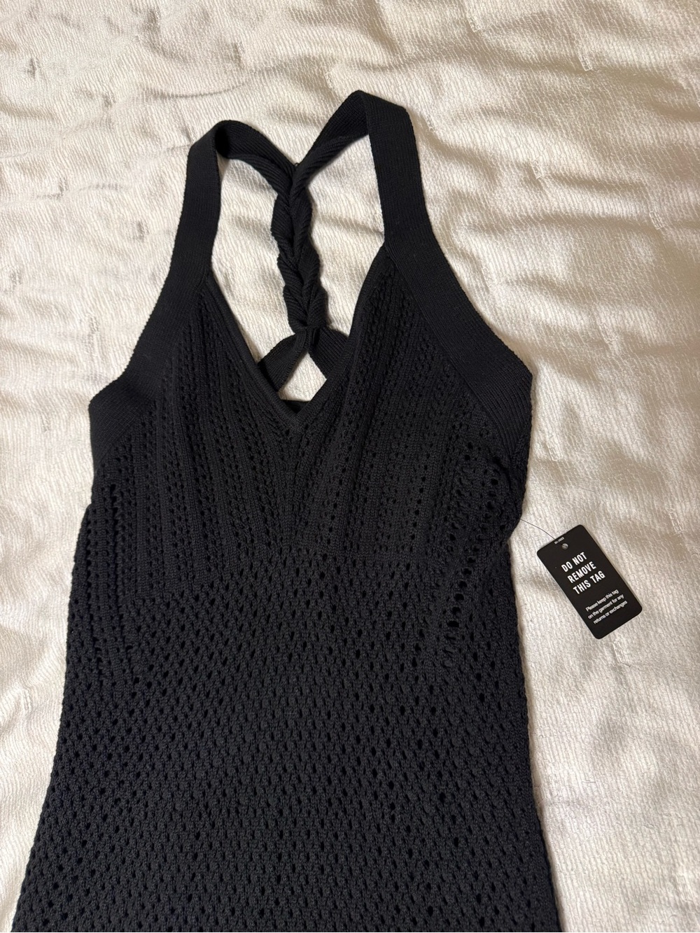 Express Black Crochet Backless Halter Maxi - Picture 7 of 9